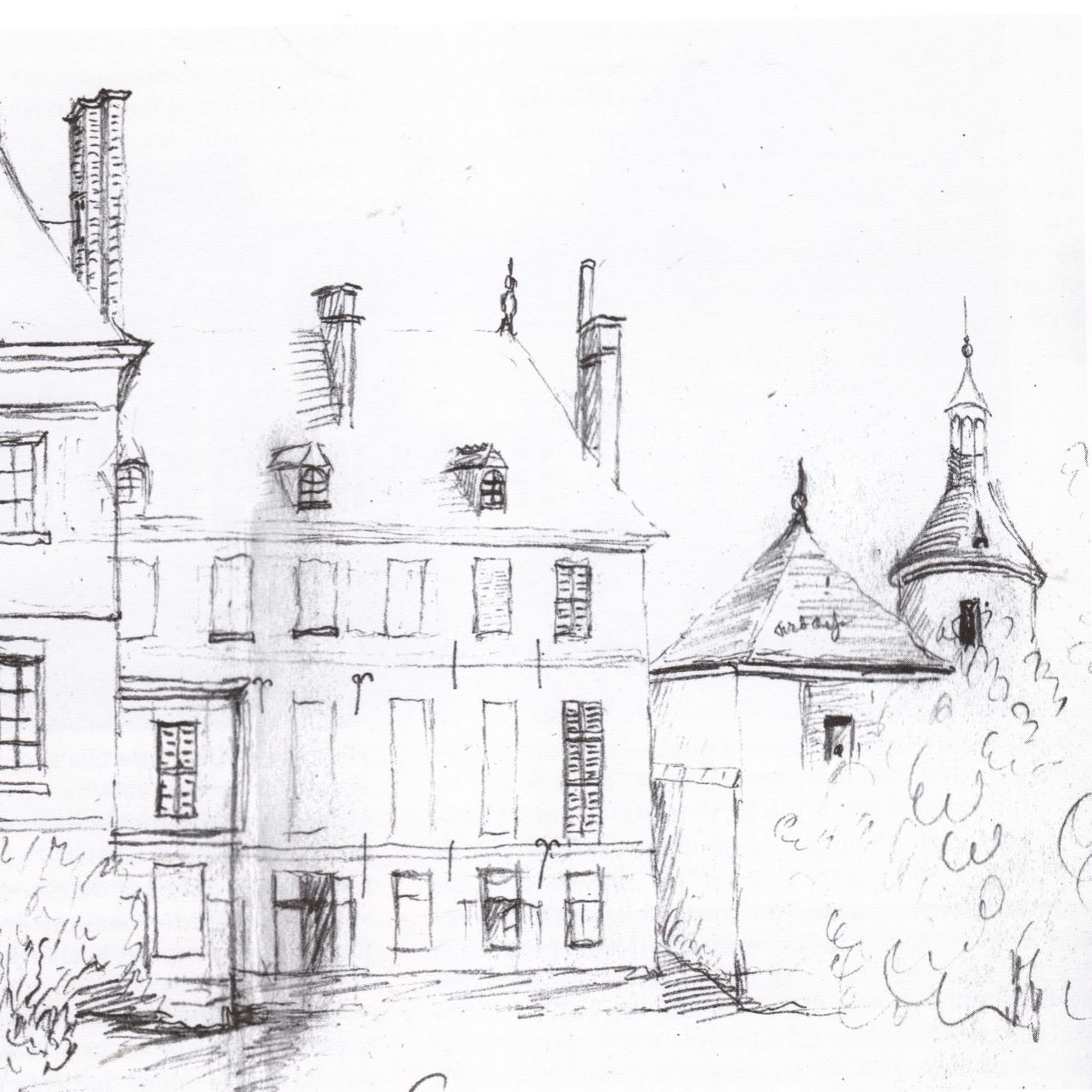 Dessin du château effectué en 1868 <small>© Commune de Veuilly-la-Poterie</small>